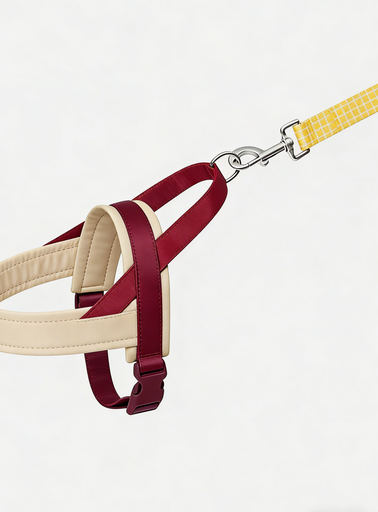 Cream Wine Red Colorblock Harness