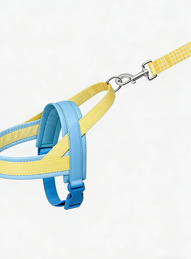 Sky Blue Yellow Colorblock Pet Harness