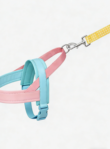 Pale Blue Light Pink Colorblock Pet Harness